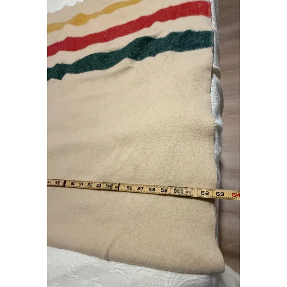 LL Bean Hudson Bay 3 Point Stripe Wool Blanket Twin SPOTS 63 x 78 Mid 1960s-1970